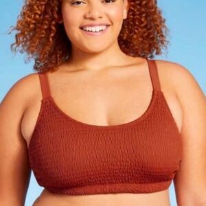 Women’s Xhilaration Plus Size Orange Bikini Smocked Top Size 1X NWT